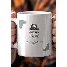 Terazi Burcu Temalı 330ML Baskılı Beyaz Seramik Kupa Bardak