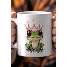 Sevimli Kurbağa Desenli 330ML Baskılı Beyaz Seramik Kupa Bardak