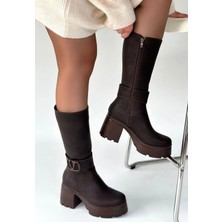 Kazax Moki Kahverengi Nubuk Topuklu Çizme