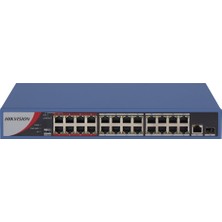 Hıkvısıon DS-3E0326P-E/M(B), 24 Port, Megabit, Poe 250W, 1 Port Gigabit Uplink, 1 Port Gigabit Sfp, Yönetilemez, Rack Mount Switch