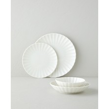 English Home Wave Porselen Yemek Takımı 24 Parça 6 Kişilik Beyaz