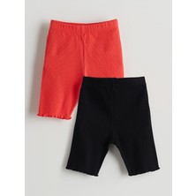 Lc Waikiki Yeni Sezon Beli Lastikli Kız Çocuk Kısa Tayt 2'li