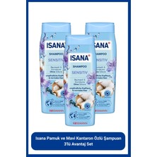 Isana Pamuk ve Mavi Kantaron Özlü Şampuan 3'lü Avantaj Set