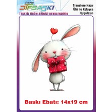 F17 Ajans Sevimli Tavşan Ütü ile Yapışan Tişört Tekstil Baskı