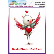 F17 Ajans Sevimli Kuş Ütü ile Yapışan Tişört Tekstil Baskı