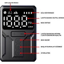 Şarjlı Taşınabilir Dijital Ekranlı Lastik Basınç Ölçer Oto ve Motosiklet Hava Pompası Fenerli MT8450 Mtl