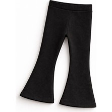 Mini Kanka Yüksek Bel Fitilli Kumaş Çocuk Ispanyol Paça Tayt Konforlu ve Şık Tasarım