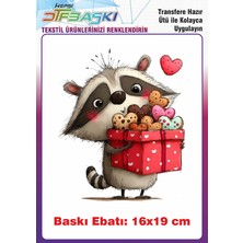 F17 Ajans Sevimli Rakun Ütü ile Yapışan Tişört Tekstil Baskı