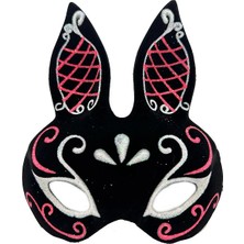 Nevamel Siyah Süet Tavşan Maskesi Simli