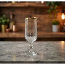 Assa Bazaar Bohemia Kristal Optik 6’lı Altın Yaldızlı Cam Kadeh Seti – Şık Sunum & Prestijli Bardak Takımı