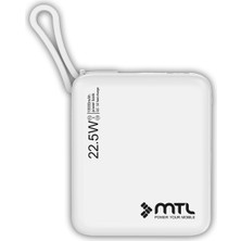 Mtl Powerbank 10000 Mah 22.5W Dahili Type-C Kablolu Dijital Göstergeli Hızlı Şarj MT4540