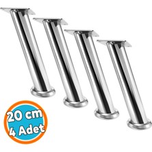 Nzb 4 Adet Tablalı Dereceli Ayarlanabilir Krom Metal Baza Tv Ünitesi Koltuk Mobilya Ayağı (20 Cm)