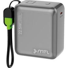 Mtl 15000 mAh 22.5W Turbo Şarj Dahili Kablolu LED Göstergeli PD ve QC 3.0 Powerbank MT4515
