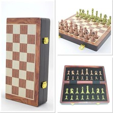 Alsepeteavm Ahşap Kutulu Metal Taşlı Hazneli Satranç Takımı SPR4226