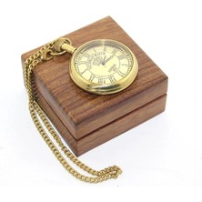 Marsilyan Ahşap Kutulu Pirinç Köstekli Saat Model 9