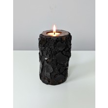 Tolga's Workshop Doğal Kabuklu Çam Ağacı Silindir Tealight Mumluk – El Yapımı