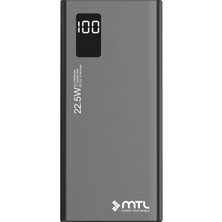 Mtl 20000 mAh 22.5W Turbo Şarj Dahili Kablolu Led Göstergeli PD ve QC 3.0 Powerbank MT4520