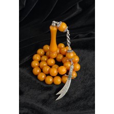 Dergah Tesbih Atölyesi  Şahin Ağa Serisi Gümüş Zülfikar Tasarım Sıkma Kehribar Tesbih