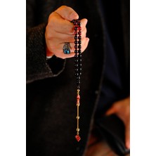 Dergah Tesbih Atölyesi Kırmızı Hareli  Ayyıldız Tasarım Ateş-I Kehribar Tesbih