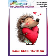 F17 Ajans Sevimli Kirpi Ütü ile Yapışan Tişört Tekstil Baskı