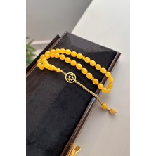 Dergah Tesbih Atölyesi Ağa Serisi Altın Tasarım Bilek Boy Ateş-I Sıkma Kehribar Tesbih