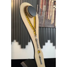 Dergah Tesbih Atölyesi Bilek Boy Gümüş Tasarım Bal Rengi Sıkma Kehribar Tesbih