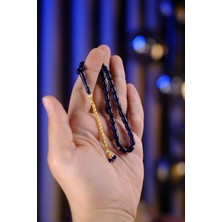 Dergah Tesbih Atölyesi Bilek Boy Gold Tasarım Gümüş Püskül Mavi Ateş-I Sıkma Kehribar Tesbih