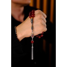 Dergah Tesbih Atölyesi Gümüş Fakir Usta El Işçiliği Nakkaş Imame Tasarım Orjinal Sıkma Kehribar Tesbih