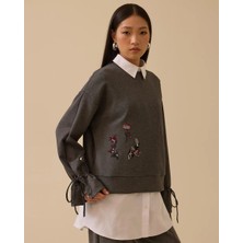 Seçil 1001 Içi Gömlek Dış Sweat'ın Kolu Bağlamalı Işleme Detaylı Gömlek Takım 10002522711001 #12-25#