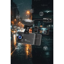 Tekvora 3 Lensli Araç Kamerası 2.5k + 1080P IPS Ekranlı Wifi Gps Destekli Gece Görüş