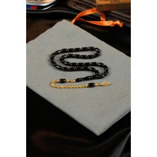 Dergah Tesbih Atölyesi 14 Ayar Altın Tasarım Bilek Boy Siyah Sıkma Tesbih