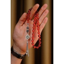 Dergah Tesbih Atölyesi Kişiye Özel Gümüş Isimli Tasarım Hanedan Serisi Ateş Kehribar Tesbih