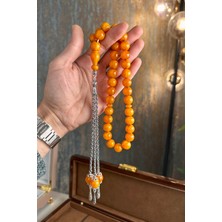 Dergah Tesbih Atölyesi Şahin Ağa Serisi Sıkma Kehribar Gümüş Tesbih