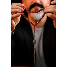 Dergah Tesbih Atölyesi Yoğun Gümüş Işlemeli Kapsül Model Sıkma Kehribar Tesbih