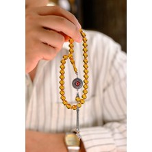 Dergah Tesbih Atölyesi Gümüş Ayyıldız Tasarım Sarı Ateş-I Kehribar Tesbih