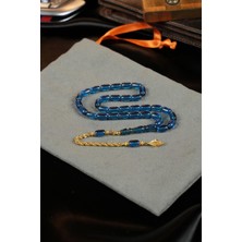 Dergah Tesbih Atölyesi 14 Ayar Altın Tasarım Bilek Boy Mavi Sıkma Tesbih