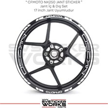 Cfmoto NK250 Jant Sticker Jant Iç Yazı ve Dış Şerit 24'lü Set Sticker Etiket