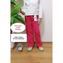 Vip Bera Tekstil Kız Çocuk Içi Tüylü Pembe Renk Kışlık Geniş Paça Pantolon/eşofman Altı