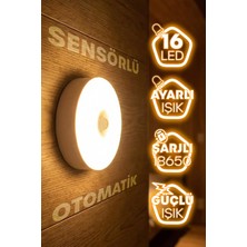Telvesse 16LED 3mod Hareket Sensörlü Şarjlı LED Işık Mıknatıslı Kablosuz Gece Lambası Koridor Işığı 47732
