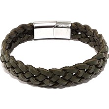 Herşey Nota Haki Maskülen Hakiki Deri Örgü Erkek BILEKLIK-582