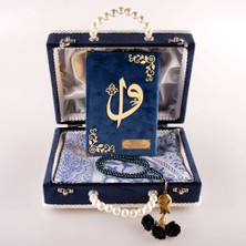 Hayrat Neşriyat Boncuklu Kutu Çeyizlik, Seccade + Tesbih + Kuran Hediye Seti (Çanta Boy, Lacivert)