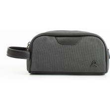 Mega Çanta Erkek Siyah Vegan Kanvas Deri Portföy Traşlık El Çantası