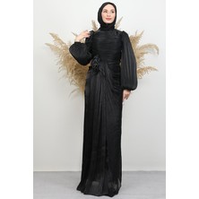 Toka Gül Detay Abiye Siyah