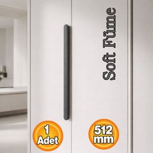 Badem10 Vento Çizgili Soft Füme Çekmece Kulp 512 mm Modern Minimal Gardırop Dolap Mutfak Kulp Aksesuarı
