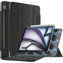M.TK Moveteck Samsung Galaxy Tab S11 11 Inç Magic Klavyeli Slim Kılıf Mıknatıslı Ön Kapak Tutucu Kilit Özellikli Akıllı Kapak