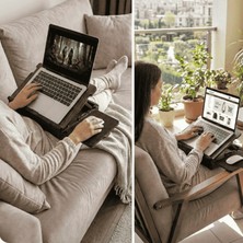 Vigo Wood Minderli Eğim Ayarlanabilir Mausepadli Laptop Sehpası-LS057  Sehpası MDF Malzeme ile Ergonomik Tasarım