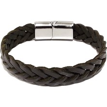 Herşey Nota Kum Savaşçısı Kahverengi Örgü Hakiki Deri Erkek BILEKLIK-573