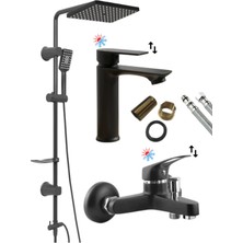 Kca Armatür 3'lü Full Lüx Set Robot - Sabit Banyo Lavabo Bataryası - Banyo Duş Bataryası Musluğu