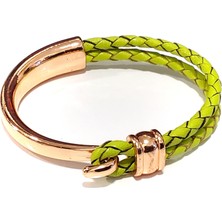 Herşey Nota Sırlı Aura Sarı Gold Kancalı Hakiki Deri Erkek Bileklik-13