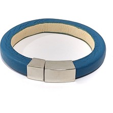 Herşey Nota Alfa Blue Mavi Hakiki Deri Çelik Erkek Bileklik-15